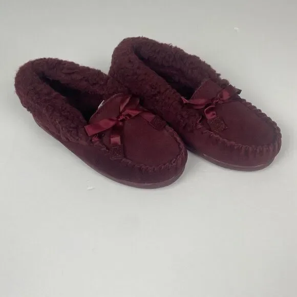 BEARPAW Women Moccasin Comfortable & Light-Weight Slipper/Shoe Size 7 Wool Wine - Picture 13 of 14